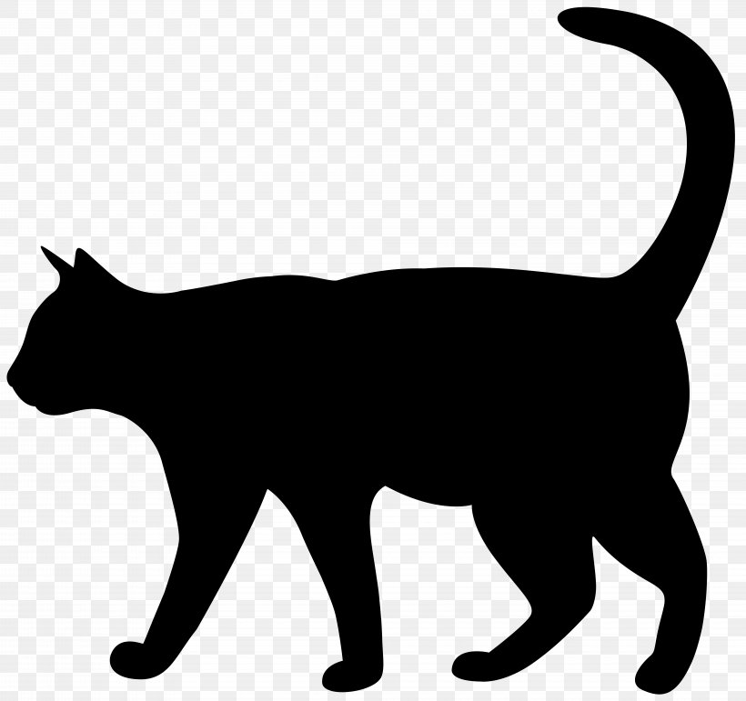 Cat Silhouette Kitten Clip Art, PNG, 8000x7522px, Cat, Animation, Black, Black And White, Black Cat Download Free