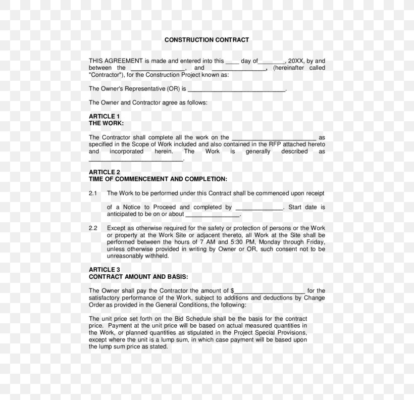 Construction Contract Architectural Engineering Template Form, PNG, 612x792px, Construction Contract, Architectural Engineering, Area, Building, Construction Management Download Free