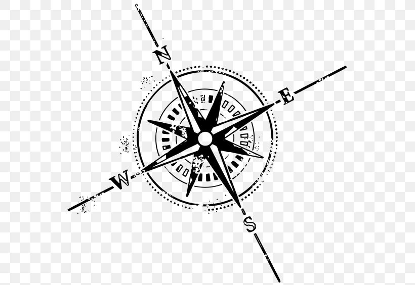 Compass Rose Clip Art, PNG, 564x564px, Compass Rose, Area, Bicycle Wheel, Black And White, Cardinal Direction Download Free