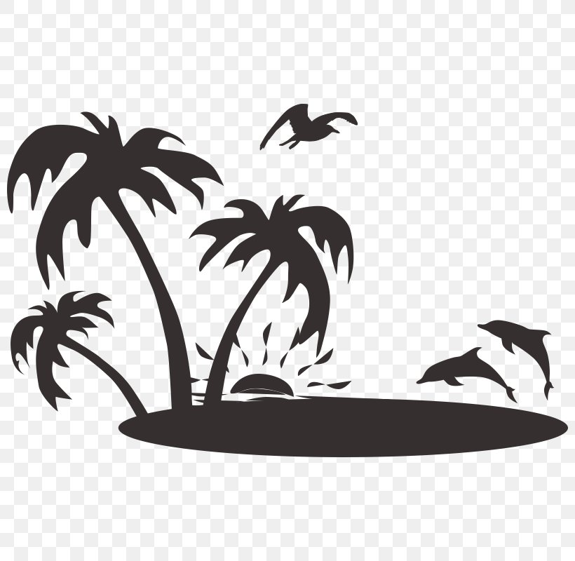 Palm Trees Vector Graphics Illustration Stock Photography, PNG, 800x800px, Palm Trees, Beak, Bird, Black And White, Leaf Download Free