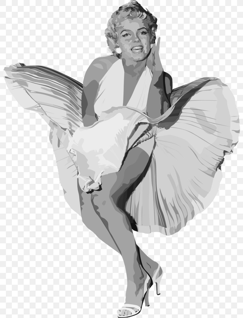 White Dress Of Marilyn Monroe, PNG, 800x1072px, Marilyn Monroe, Art, Black And White, Celebrity, Costume Design Download Free