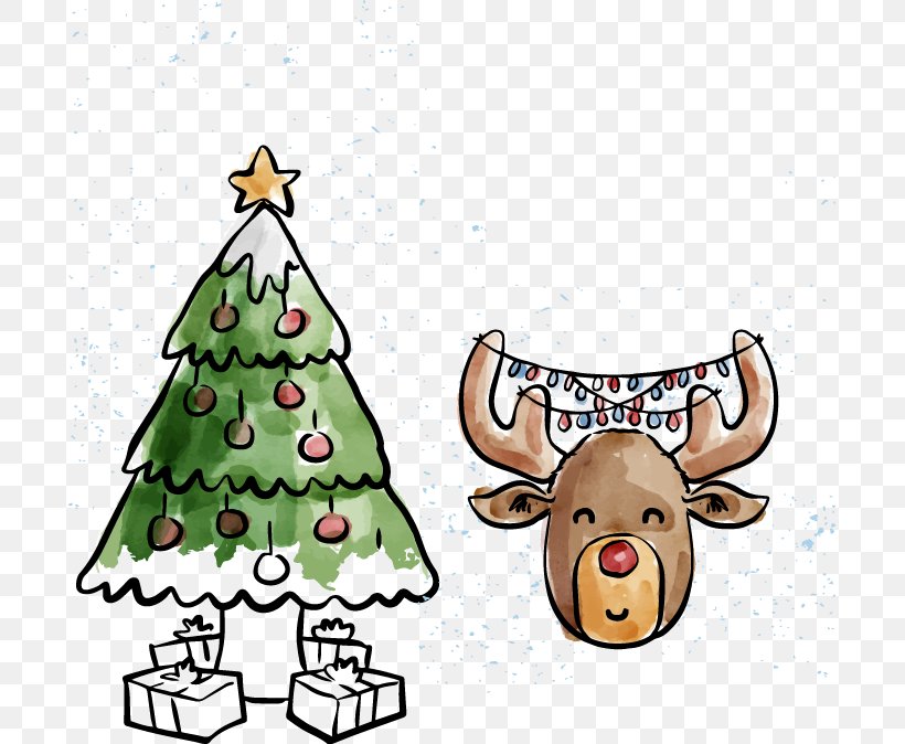 Reindeer Christmas Tree, PNG, 695x674px, Deer, Cartoon, Christmas, Christmas Decoration, Christmas Ornament Download Free