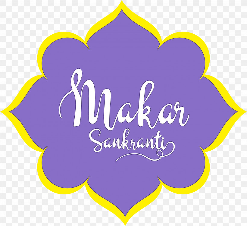 Purple Text Yellow Logo Violet, PNG, 3000x2745px, Happy Makar Sankranti, Bhogi, Harvest Festival, Hinduism, Label Download Free