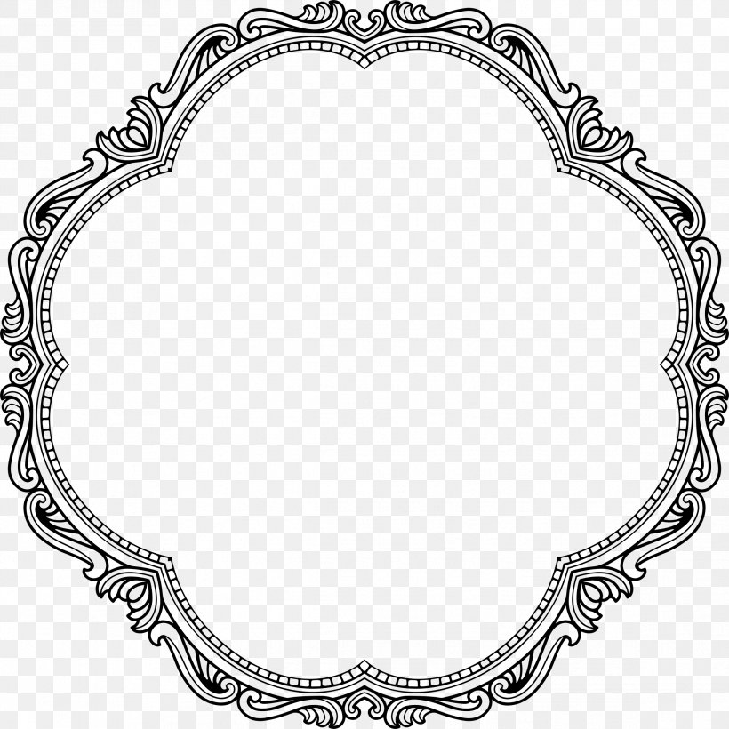 Graphic Frames Picture Frames Clip Art, PNG, 2336x2336px, Graphic Frames, Antique, Area, Black And White, Body Jewelry Download Free
