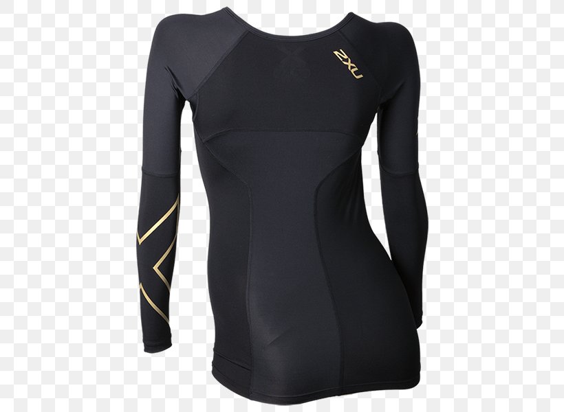 Long-sleeved T-shirt Top Compression Garment 2XU, PNG, 600x600px, Sleeve, Black, Clothing, Compression Garment, Joint Download Free