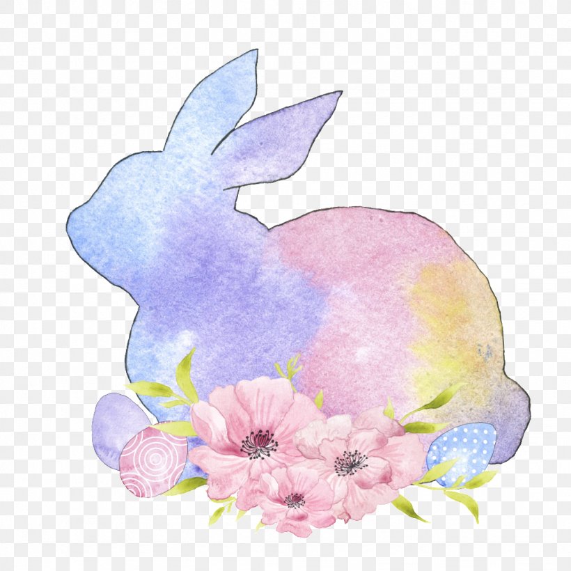 Rabbit Image Design Watercolor Painting Illustration, PNG, 1024x1024px, Rabbit, Creativity, Easter Bunny, Floral Design, Plant Download Free