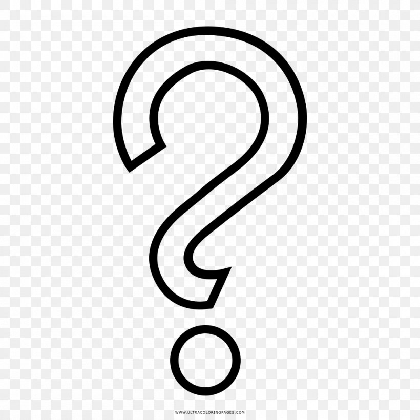 Question Mark Drawing Coloring Book Exclamation Mark Black And White, PNG, 1000x1000px, Question Mark, Area, Black And White, Brand, Coloring Book Download Free