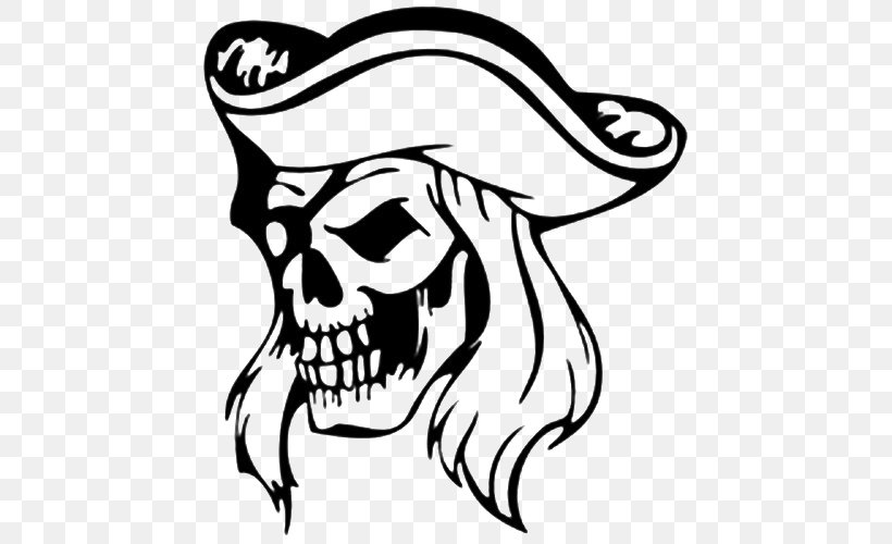 Pirate Skull Sticker Coloring Book Decal, PNG, 500x500px, Pirate, Art, Artwork, Black And White, Bone Download Free