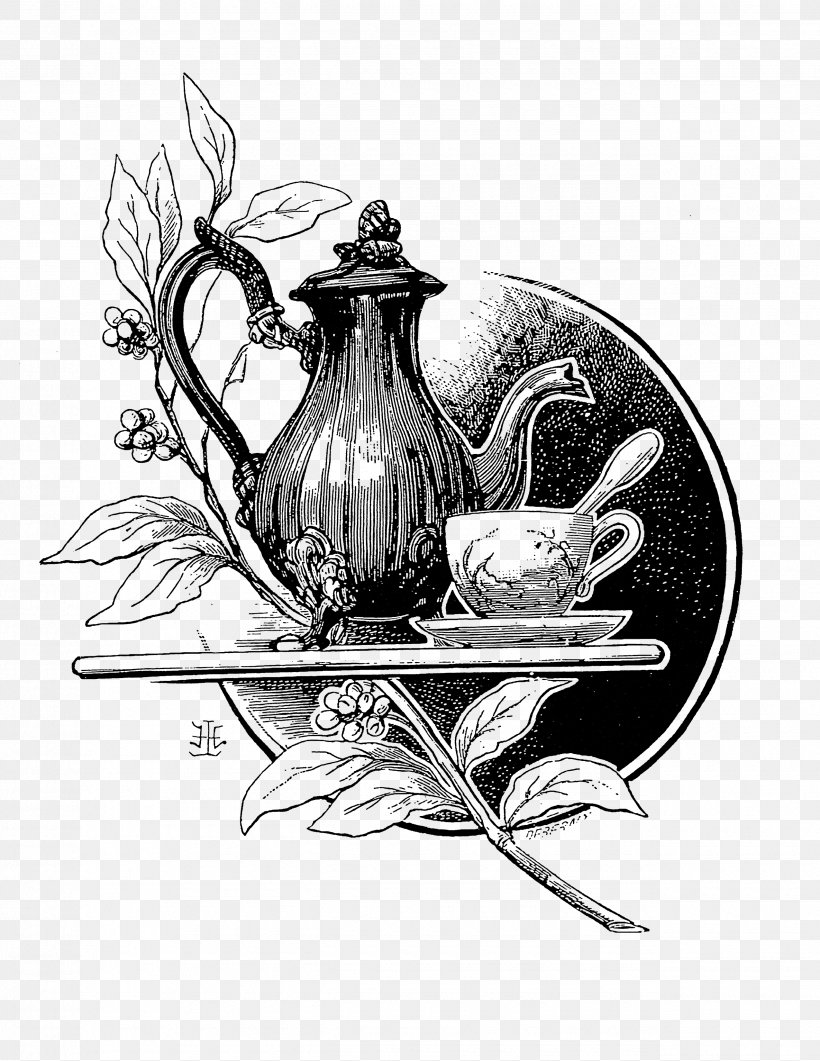 Teapot Victorian Era Tea Party Tea Set, PNG, 2550x3300px, Tea, Artwork, Black And White, Craft, Drawing Download Free