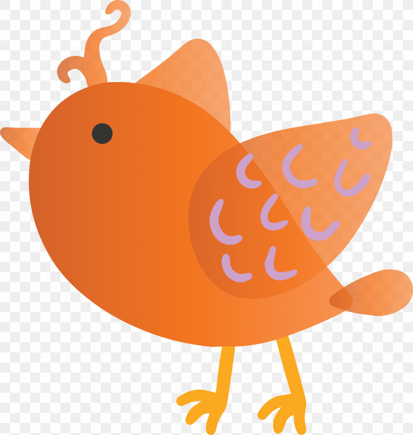 Orange, PNG, 2844x3000px, Cute Cartoon Bird, Beak, Bird, Cartoon, Chicken Download Free