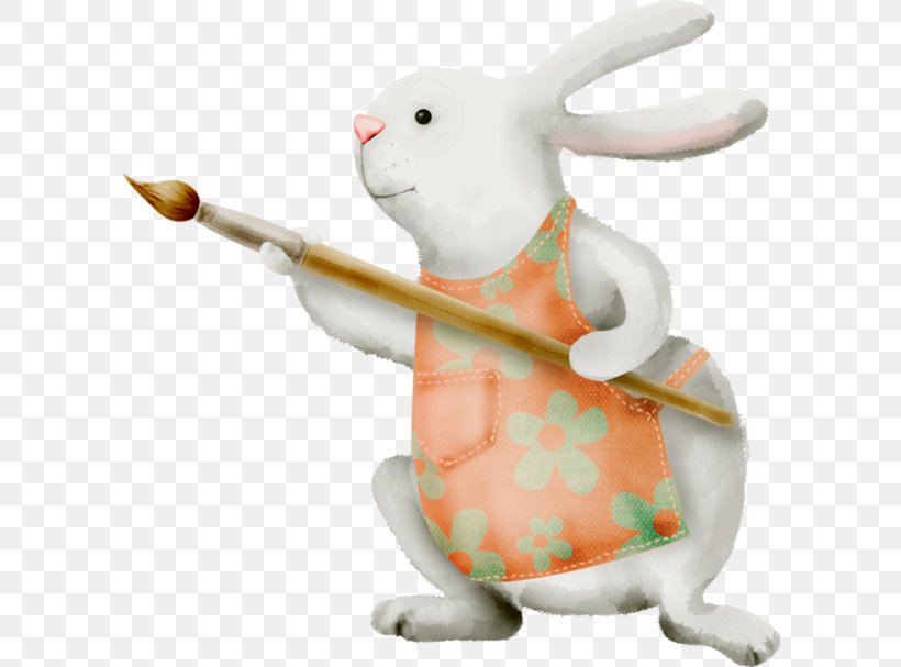 Rabbit, PNG, 600x607px, Rabbit, Easter Bunny, Figurine, Mpeg4 Part 14, Paintbrush Download Free