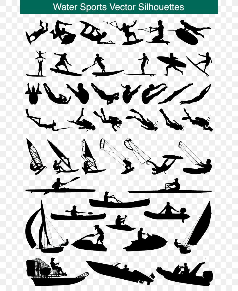 Silhouette Sport Royalty-free Illustration, PNG, 682x1000px, Silhouette, Art, Black And White, Boat, Calligraphy Download Free