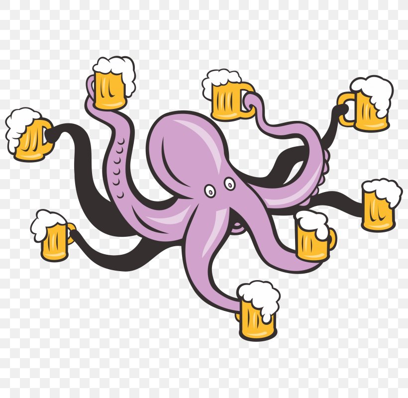 Beer Glasses Octopus Bartender, PNG, 800x800px, Beer, Alcoholic Drink, Animal Figure, Artwork, Bar Download Free