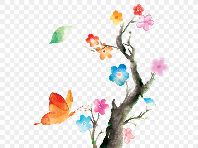 Flowers, PNG, 4000x3000px, Butterfly, Art, Blossom, Branch, Cdr Download Free