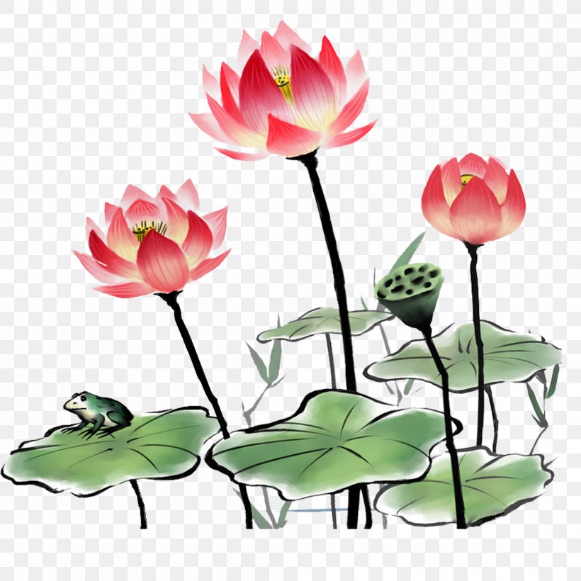 Ink Wash Painting Sacred Lotus Image, PNG, 2000x2000px, Ink Wash Painting, Aquatic Plant, Chinese Painting, Cut Flowers, Drawing Download Free