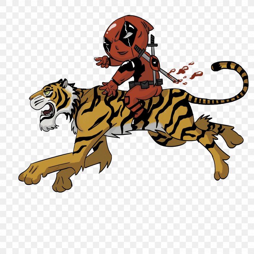 Deadpool Tiger Comics Drawing, PNG, 1600x1600px, Deadpool, Animal Figure, Big Cats, Carnivoran, Cartoon Download Free