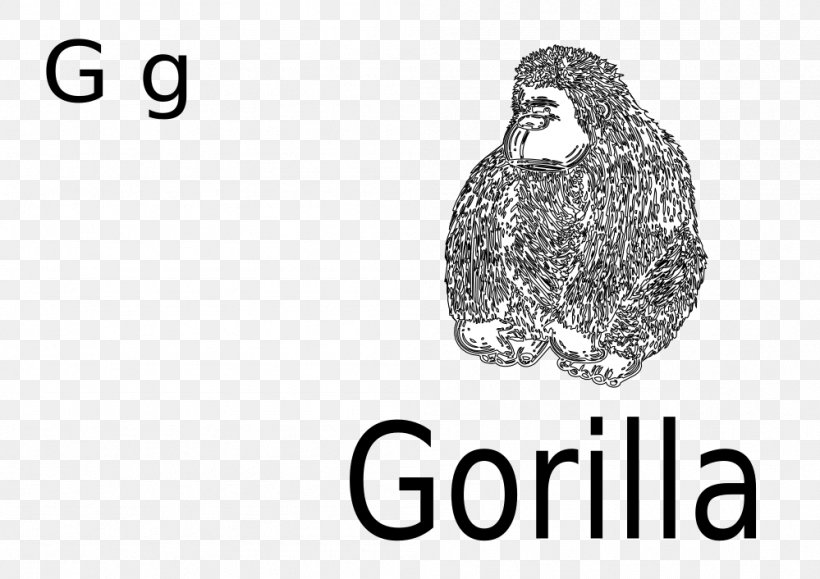 Gorilla Free Content Clip Art, PNG, 999x706px, Gorilla, Bird, Bitmap, Black And White, Bmp File Format Download Free