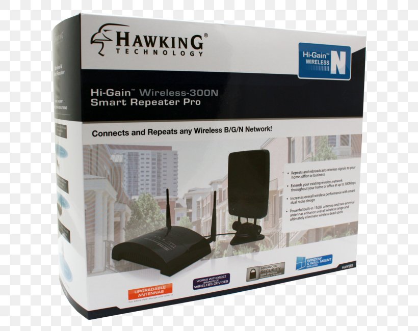 Hawking HAW2R1 Hi-Gain Wireless 300N Smart Repeater Pro Router Hawking Hi-Gain HAW2DR Wi-Fi Technology, PNG, 650x650px, Router, Electronic Device, Electronics, Electronics Accessory, Ieee 80211n2009 Download Free