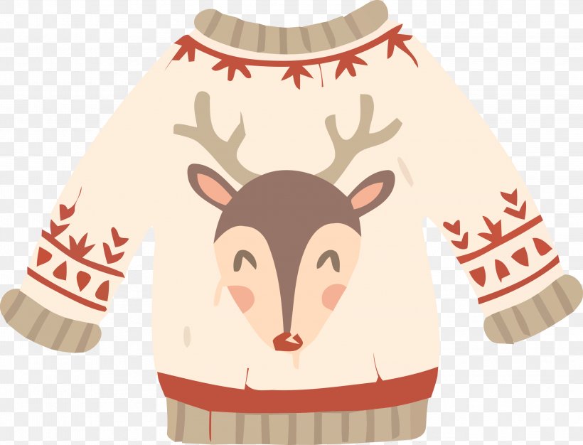 Reindeer, PNG, 3147x2404px, Christmas Sweater, Cartoon Sweater, Clothing, Deer, Fawn Download Free