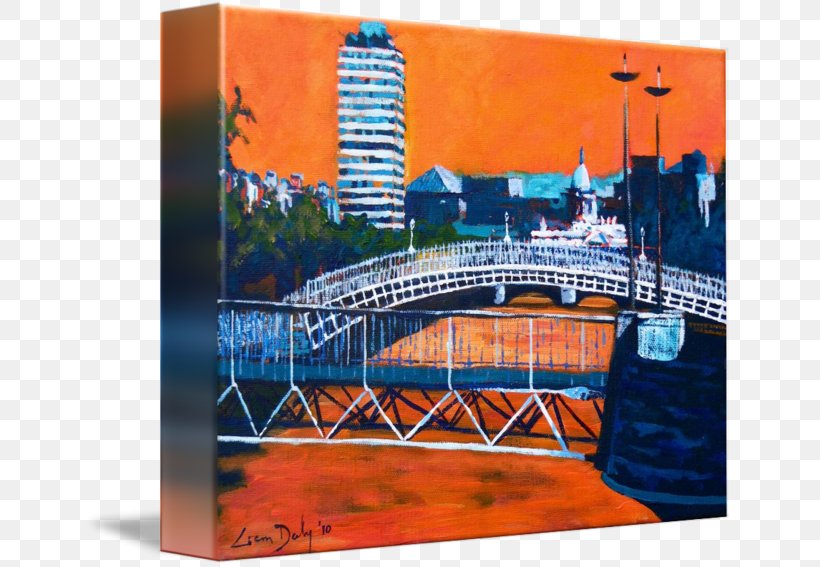 Ha'penny Bridge Liffey Gallery Wrap Picture Frames Canvas, PNG, 650x567px, Liffey, Art, Bridge, Canvas, Dublin Download Free
