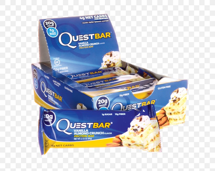 Protein Bar Quest Bar Vanilla Almond Crunch Quest Nutrition, LLC Vitamin, PNG, 650x650px, Protein Bar, Carbohydrate, Gluten, Glutenfree Diet, Health Download Free