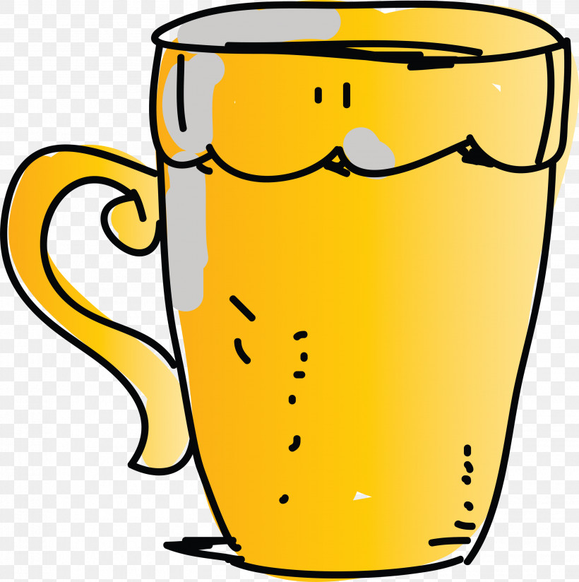 Mug Beer Glassware Pint Glass Yellow Glass, PNG, 2984x3000px, Mug, Beer Glassware, Glass, Line, Meter Download Free