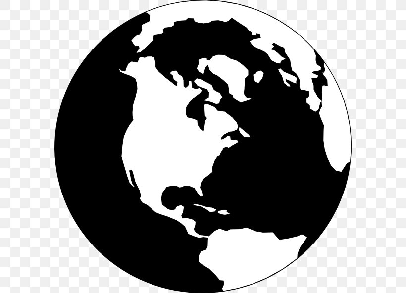 Globe World Map Free Content Clip Art, PNG, 600x592px, Globe, Black And White, Fictional Character, Free Content, Map Download Free