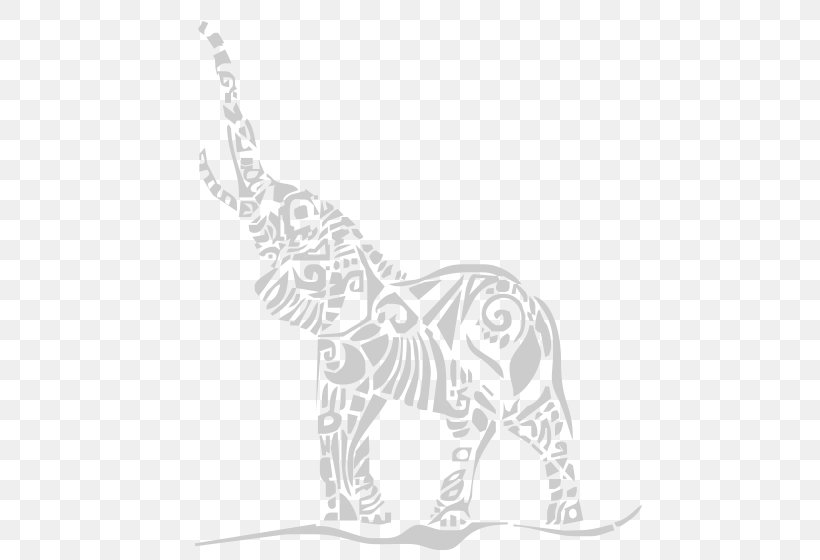 Indian Elephant Mammal Canidae Elephantidae Dog, PNG, 560x560px, Indian Elephant, Art, Black, Black And White, Canidae Download Free