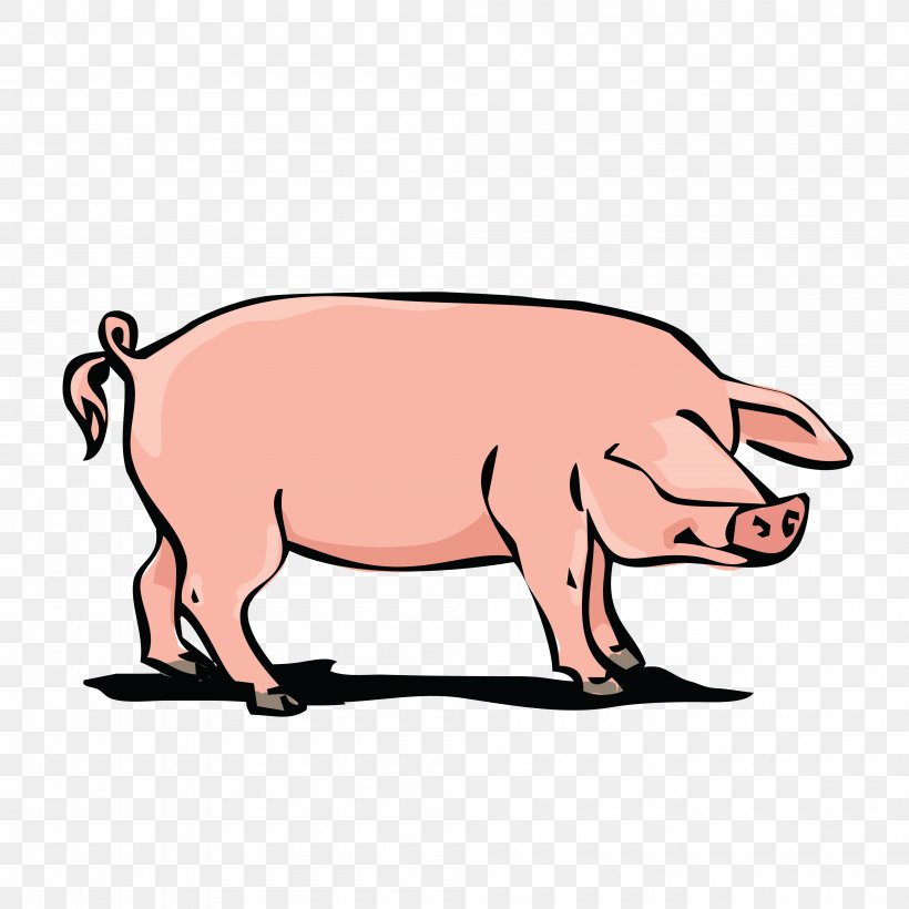 Domestic Pig Pork Clip Art, PNG, 4000x4000px, Domestic Pig, Animal Figure, Cattle Like Mammal, Clip Art, Fauna Download Free