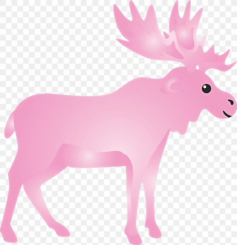 Reindeer, PNG, 2903x3000px, Watercolor Reindeer, Animal Figure, Deer, Fawn, Magenta Download Free