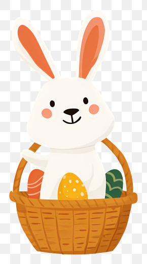 Easter Bunny In Basket PNG