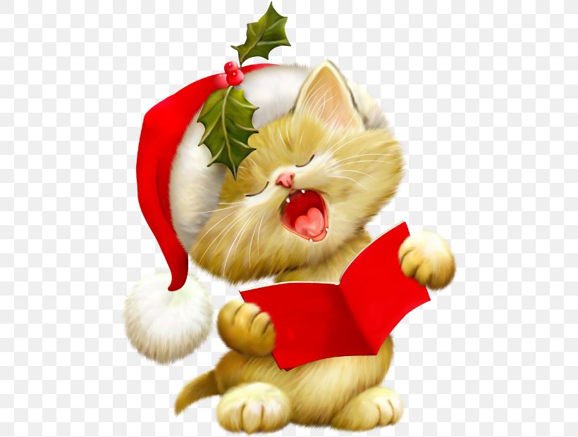 Kitten Santa Claus Cat Christmas Clip Art, PNG, 480x621px, Kitten, Candy Cane, Carnivoran, Carol, Cat Download Free