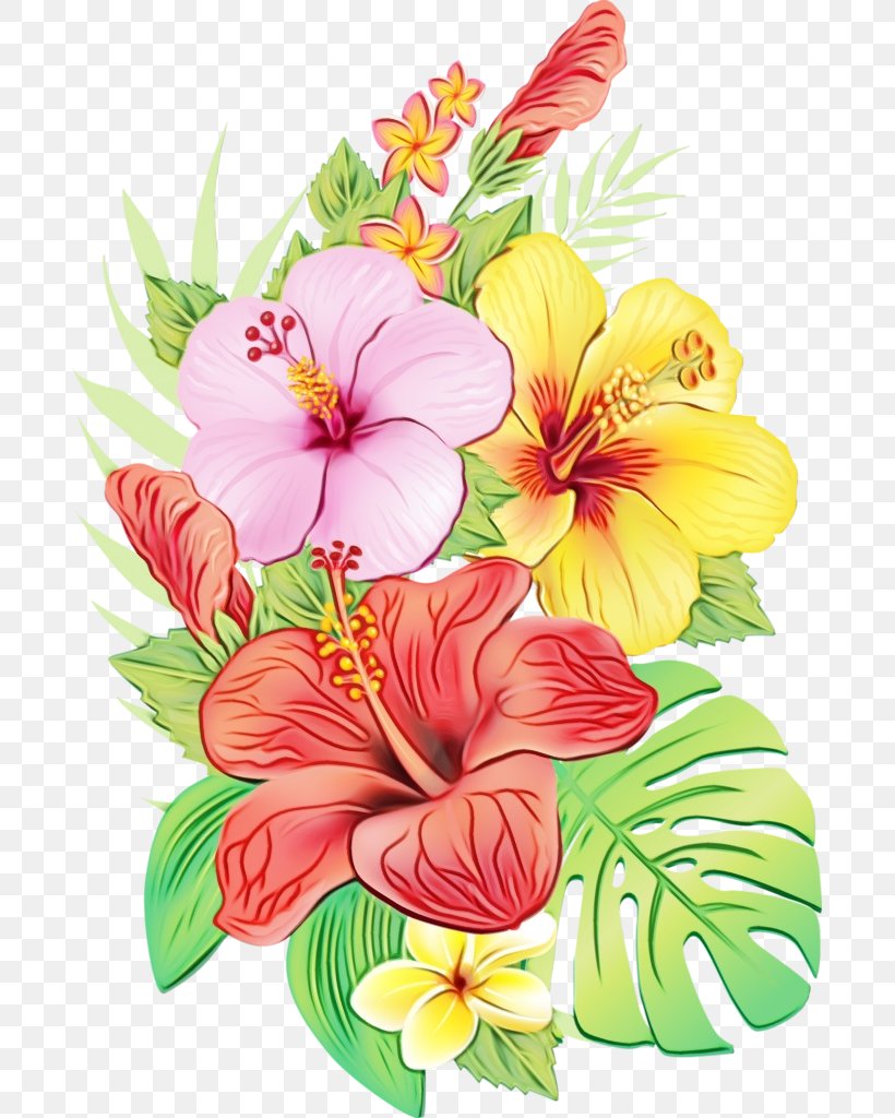 Flower Flowering Plant Hibiscus Hawaiian Hibiscus Petal, PNG, 687x1024px, Watercolor, Bouquet, Chinese Hibiscus, Flower, Flowering Plant Download Free