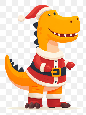 Santa Dinosaur - Festive Santa Dinosaur Cartoon PNG