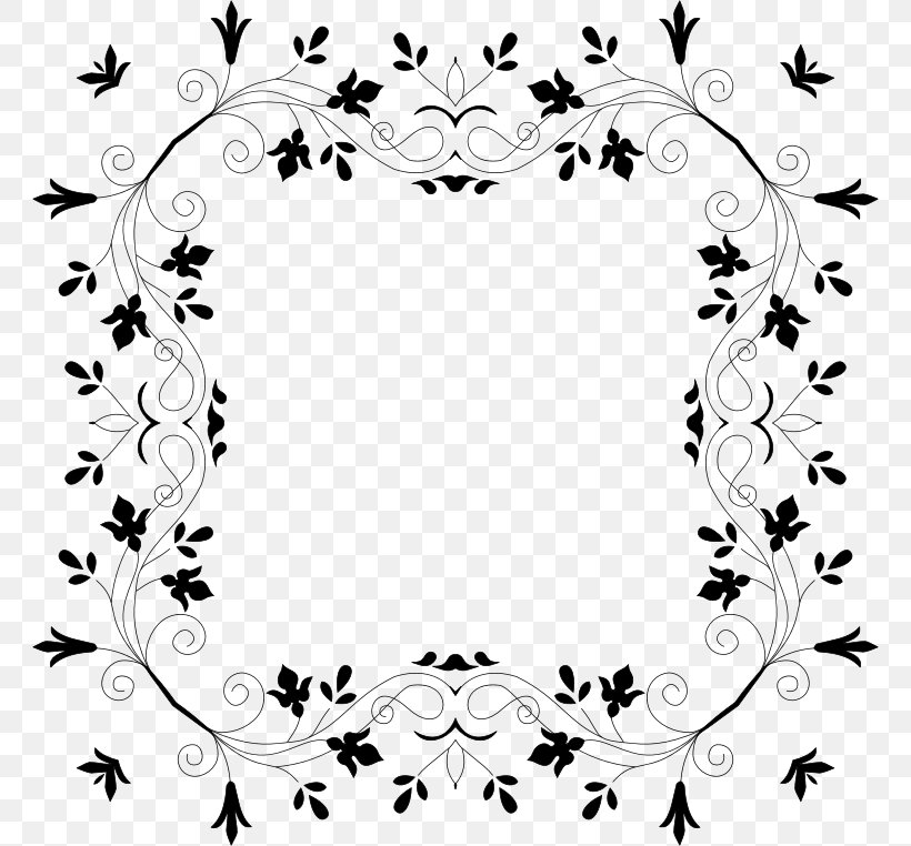 Floral Design Black And White Clip Art, PNG, 762x762px, Floral Design, Area, Art, Black, Black And White Download Free