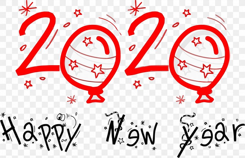 Text Red Font Smile Line Art, PNG, 3294x2123px, 2020, Happy New Year 2020, Line Art, New Years 2020, Paint Download Free