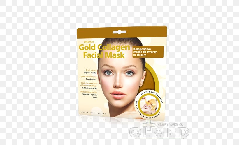 Facial Collagen Face Mask Gold, PNG, 500x500px, Facial, Aloe Vera, Antiaging Cream, Cheek, Chin Download Free