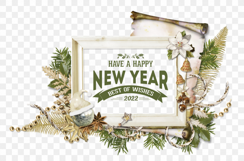 Happy New Year 2022 2022 New Year 2022, PNG, 2999x1976px, Picture Frame, Christmas Day, Christmas Picture Frames, Digital Photography, Film Frame Download Free