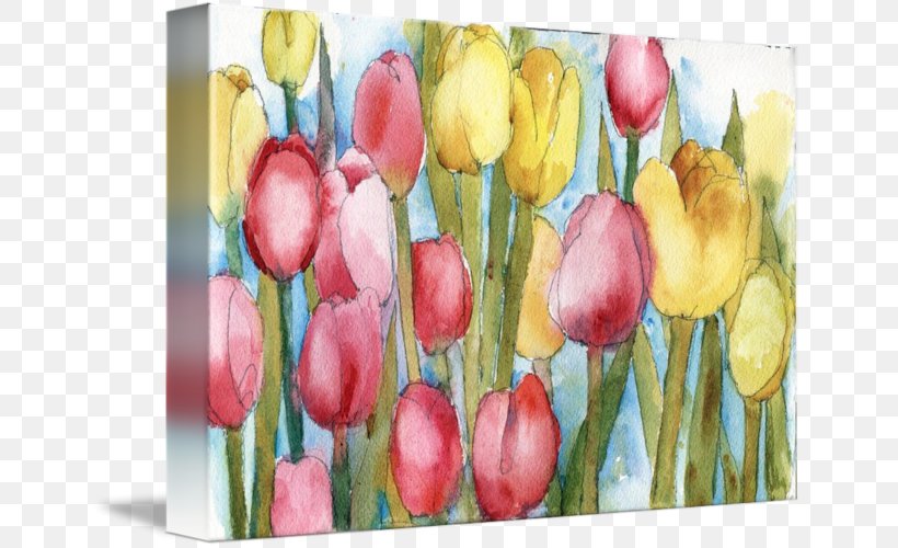 Tulip Watercolor Painting Gallery Wrap Floristry, PNG, 650x500px, Tulip, Acrylic Paint, Art, Blanket, Canvas Download Free