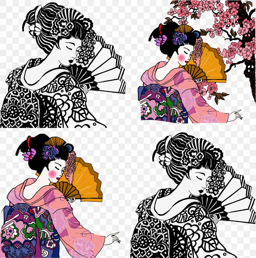 Japan Geisha Graphic Design Illustration, PNG, 1220x1230px, Japan, Art, Costume Design, Fashion Design, Fashion Illustration Download Free