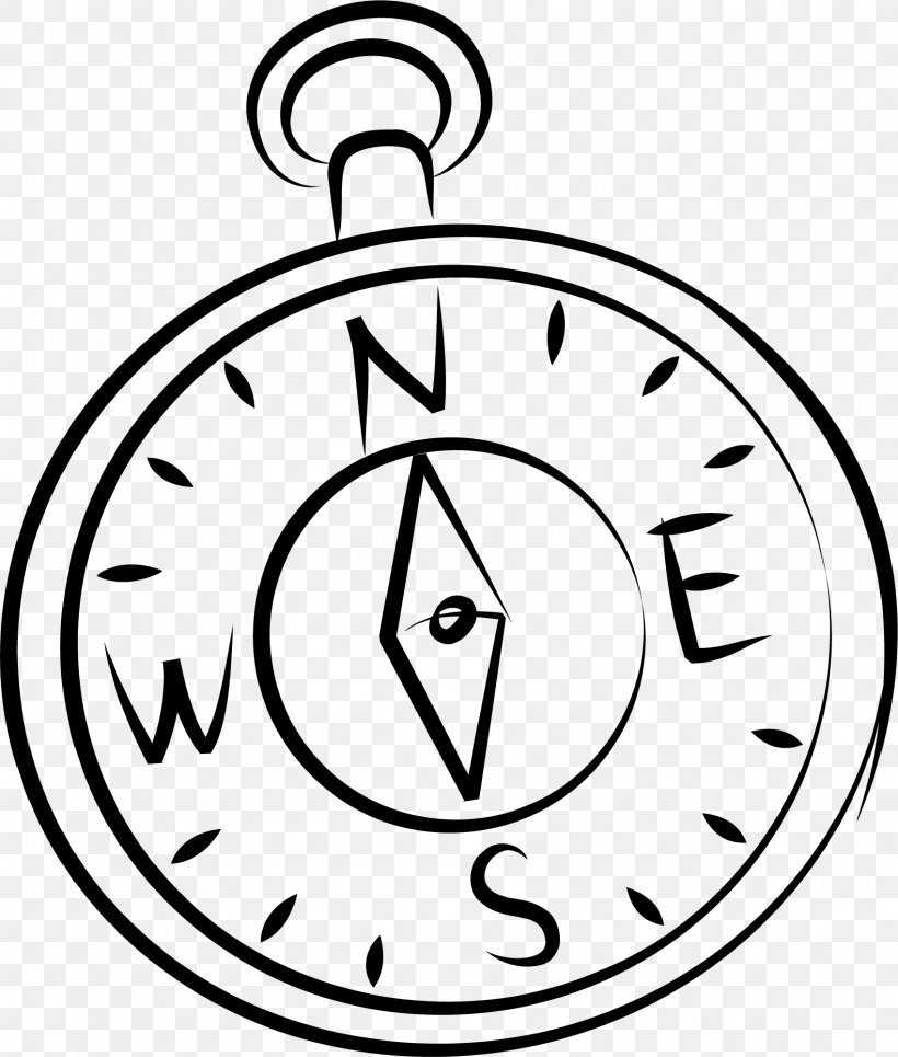 Black And White Compass Clip Art, PNG, 1698x2000px, Black And White, Area, Art, Clock, Compass Download Free