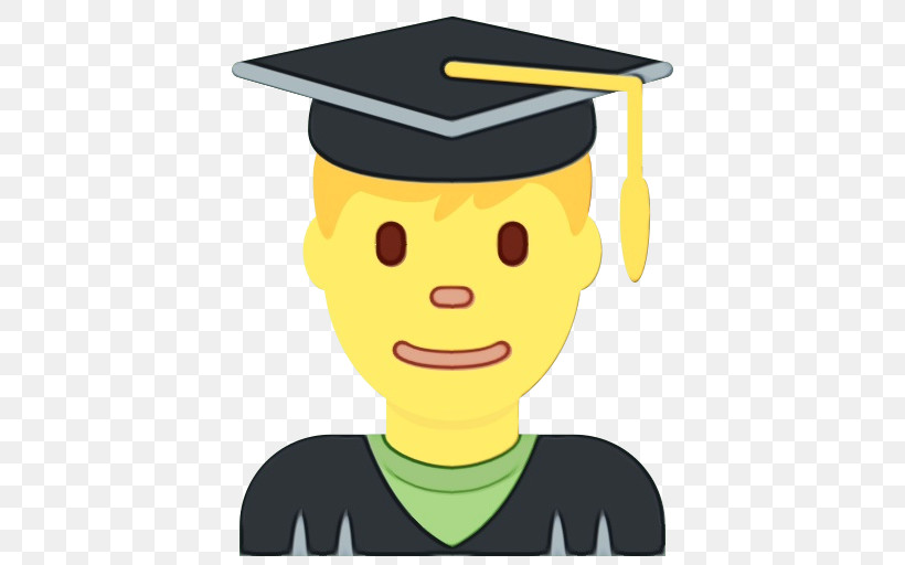 Cartoon Student Graduation Ceremony Smile Drawing, PNG, 512x512px, Watercolor, Cartoon, Drawing, Graduation Ceremony, Hat Download Free