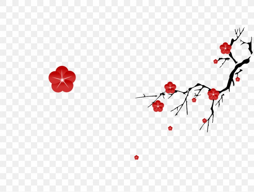 Plum Blossom Red Chinoiserie Petal, PNG, 1024x776px, Watercolor, Cartoon, Flower, Frame, Heart Download Free