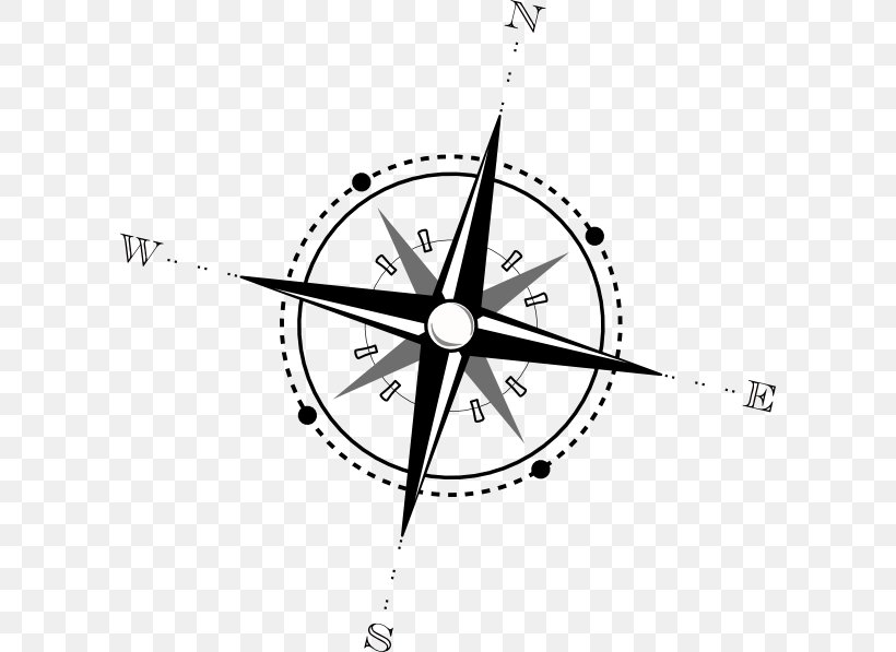 Compass Rose Map Clip Art, PNG, 600x597px, Compass, Area, Bicycle Wheel, Black And White, Classical Compass Winds Download Free
