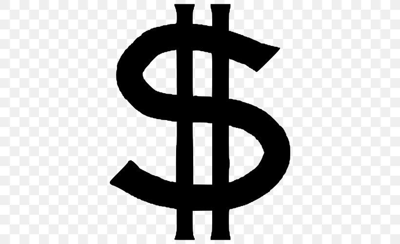 Dollar Sign United States Dollar Clip Art, PNG, 500x500px, Dollar Sign, Australian Dollar, Black And White, Currency, Currency Symbol Download Free