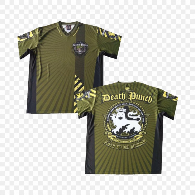 Jersey T-shirt Clothing Five Finger Death Punch, PNG, 1000x1000px, Jersey, Brand, Clothing, Five Finger Death Punch, Green Download Free