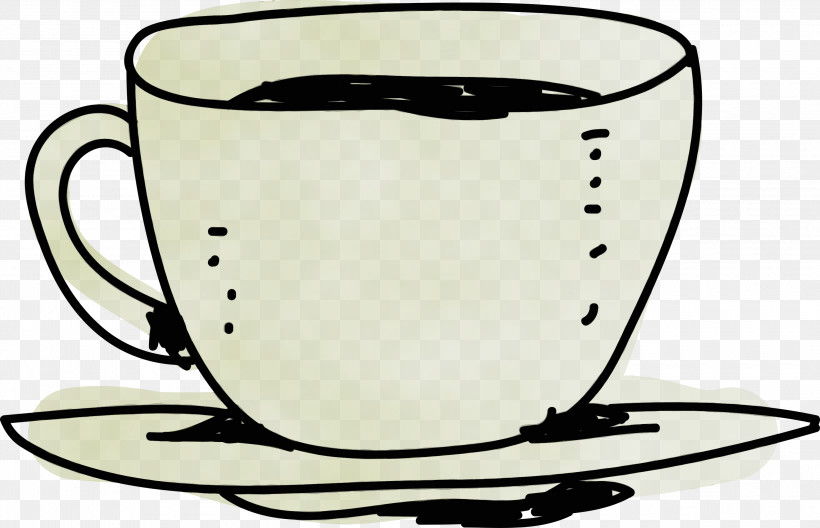 Coffee Cup, PNG, 3000x1934px, Watercolor, Coffee, Coffee Cup, Dinnerware Set, Line Download Free