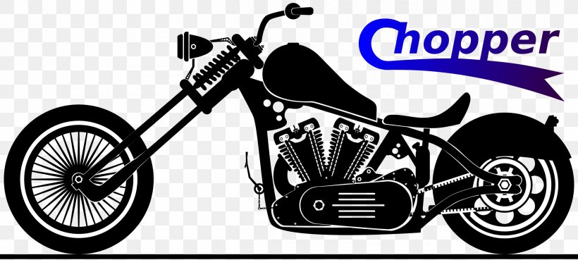Motorcycle Chopper Harley-Davidson Clip Art, PNG, 2400x1080px, Motorcycle, Automotive Design, Bicycle Frame, Bicycle Part, Bicycle Wheel Download Free