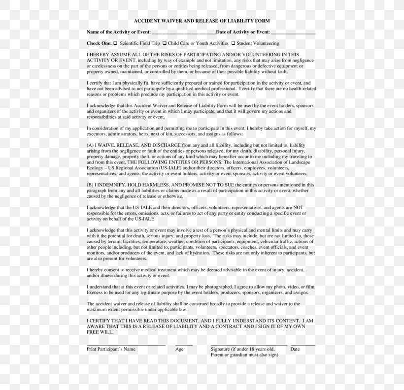 Liability Waiver Legal Release Form Document, PNG, 612x792px, Liability Waiver, Accident, Area, Contract, Document Download Free