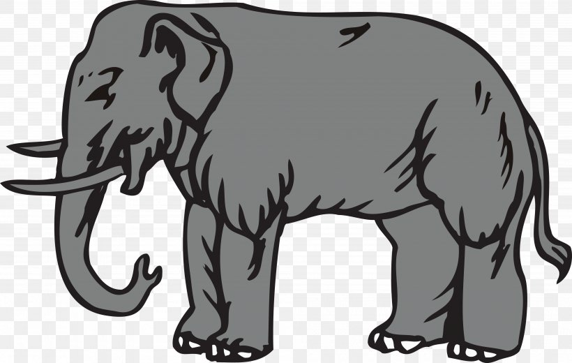 Indian Elephant African Elephant Clip Art, PNG, 4000x2537px, Indian Elephant, African Elephant, Bear, Black And White, Carnivoran Download Free